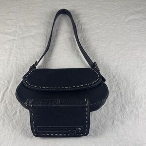 Liz Claiborne Black Stitch Detail Shoulder Bag and Wallet